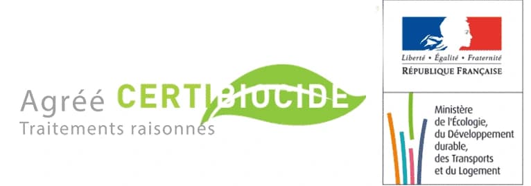 Agréé Certibiocide — certification délivrée par le Ministère de la Transition écologique